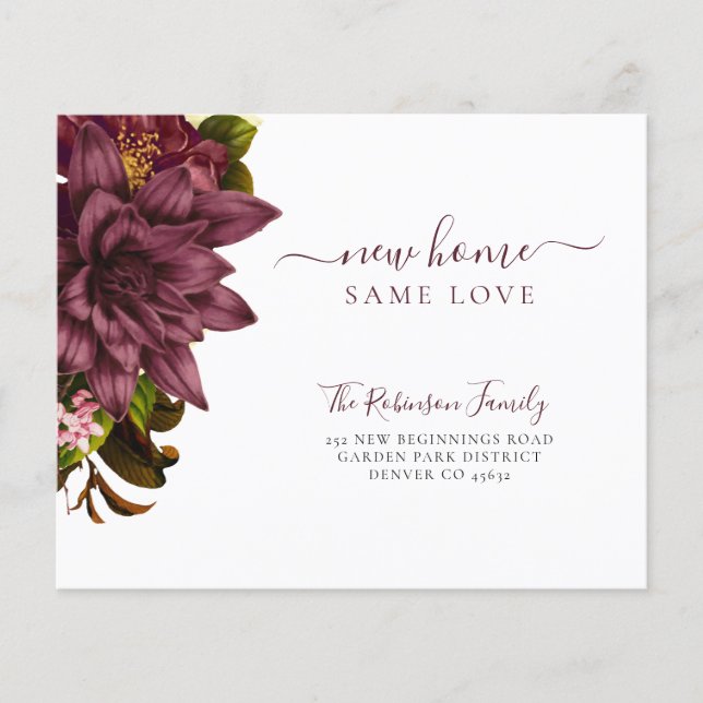 Budget floral chic elegant moving announcement (Front)