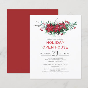 Budget Floral Christmas Open House Invitation