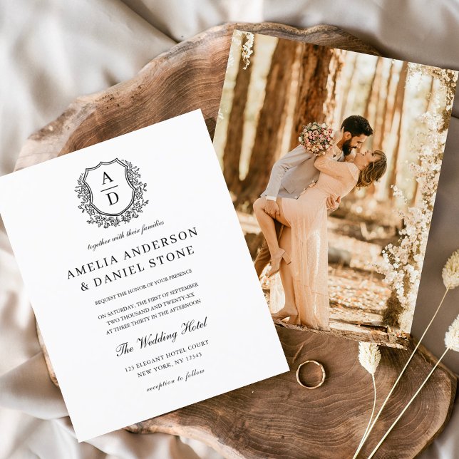 Budget Floral Crest Monogram Wedding Elegant Flyer (Creator Uploaded)