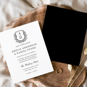 Budget Floral Crest Monogram Wedding Elegant Flyer