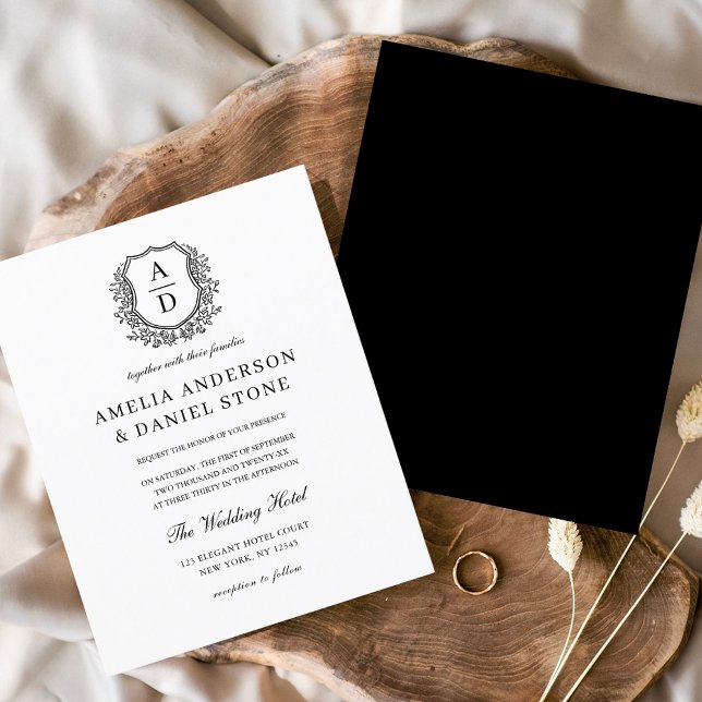 Budget Floral Crest Monogram Wedding Elegant Flyer (Creator Uploaded)