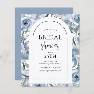 Budget Floral Dusty Blue Bridal Shower Invitation