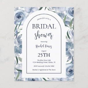 Budget Floral Dusty Blue Bridal Shower Invitation Flyer