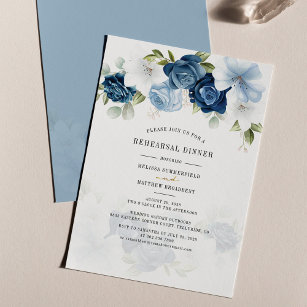 Budget Floral Dusty Blue Rehearsal Dinner
