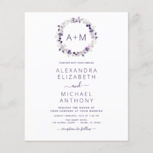 Budget Floral Dusty Purple Wedding Invitation Flyer