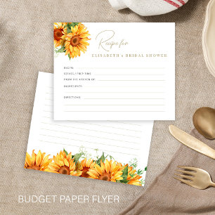 Budget floral elegant bridal shower recipe card