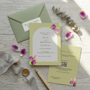Budget Floral Elegant Tulip Wedding All In One Invitation