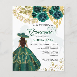 Budget Floral Emerald Green Horse Quinceañera