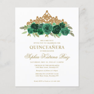 Budget Floral Emerald Green Tiara Quinceañera