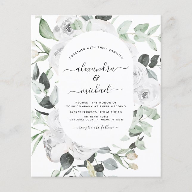 Budget Floral Eucalyptus Greenery Wedding Flyer (Front)