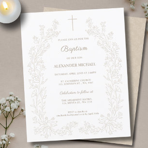 Budget Floral Foliage Cross Christian Baptism