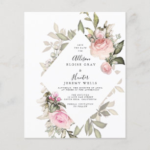 Budget Floral Frame Save the Date Flyer