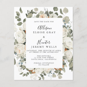Budget Floral Frame Save the Date Flyer