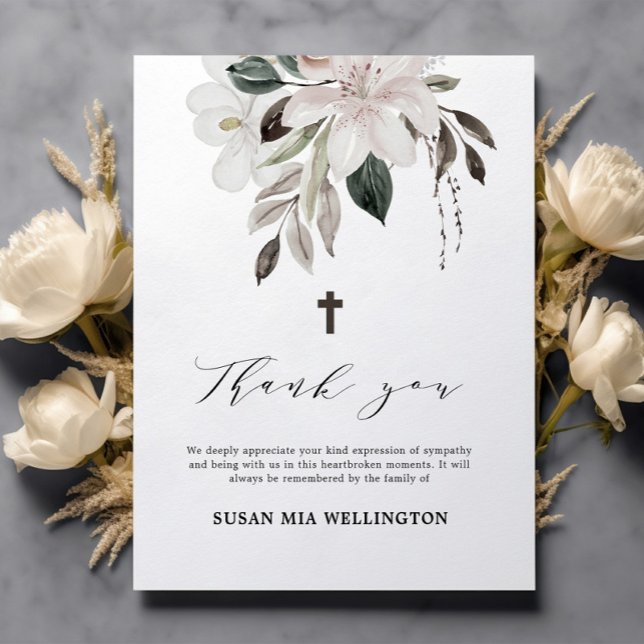 Budget Floral Funeral Thank you Memorial Card (Creator Uploaded)