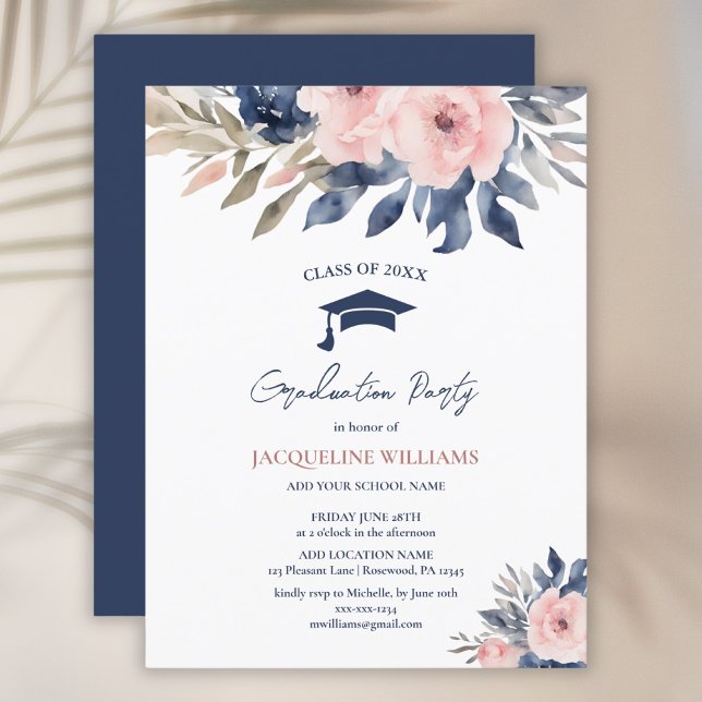 Budget Floral Graduation 2025 Invitation Postcard (Creator Uploaded)