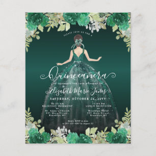 Budget Floral Green BILINGUAL Spanish Quinceanera