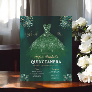 Budget  Floral Green Bilingual Spanish Quinceanera