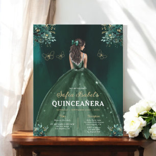 Budget  Floral Green Bilingual Spanish Quinceanera Flyer
