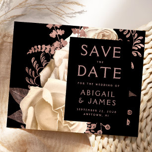 Budget Floral Ivory Rose Gold Save the Date