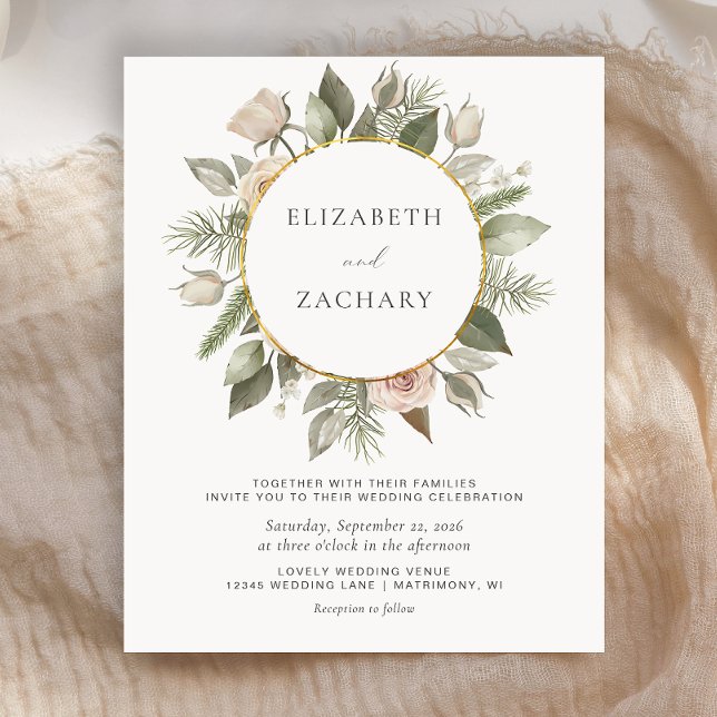 Budget Floral Ivory Watercolor Wedding Invitation (Creator Uploaded)