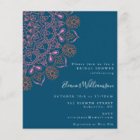 Budget Floral Mandala Teal Blue Bridal Shower 