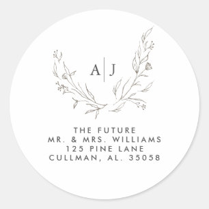 Budget Floral Monogram Address Label