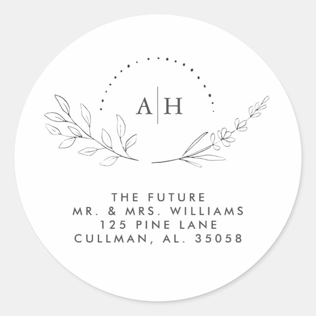 Budget Floral Monogram Address Label (Front)