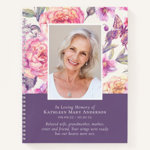 Budget Floral Peonies Funeral Guest Book