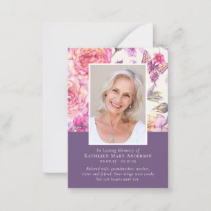 BUDGET Floral Photo Funeral Sympathy Thank Card
