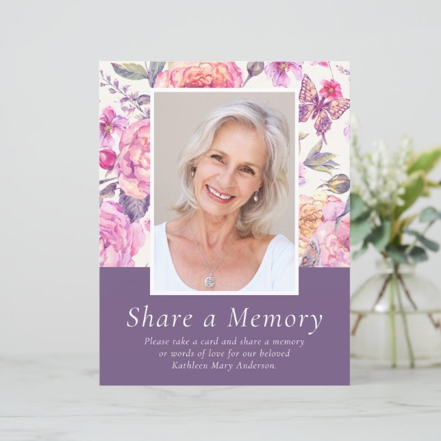 BUDGET Floral Photo Share a Memory Table Sign (Standing Front)