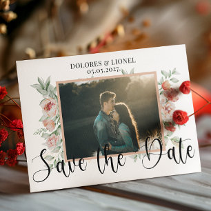 Budget Floral Photo Wedding Save the date