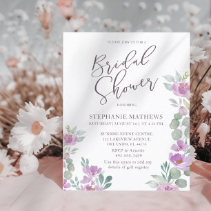 Budget Floral Pink Eucalyptus Bridal Shower Invite