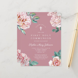 Budget Floral Pink Peonies Girl First Communion