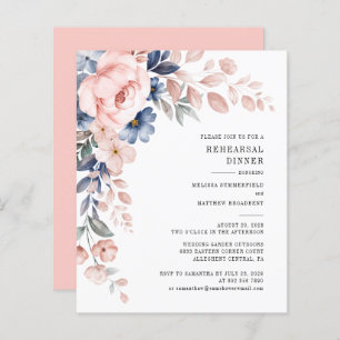 Budget Floral Pink Rehearsal Dinner Invitation