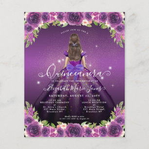 Budget Floral Purple Gold Princess Quinceanera