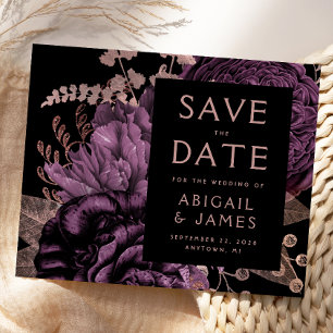 Budget Floral Purple Rose Gold Save the Date