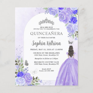 Budget Floral Purple Violet Princess Quinceanera