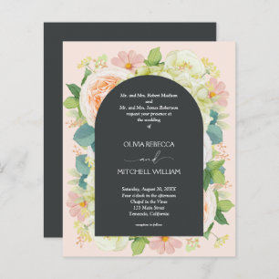 Budget Floral QR Code Wedding Invitations