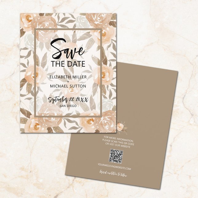 Budget Floral QR Code Wedding Save the Date (Creator Uploaded)
