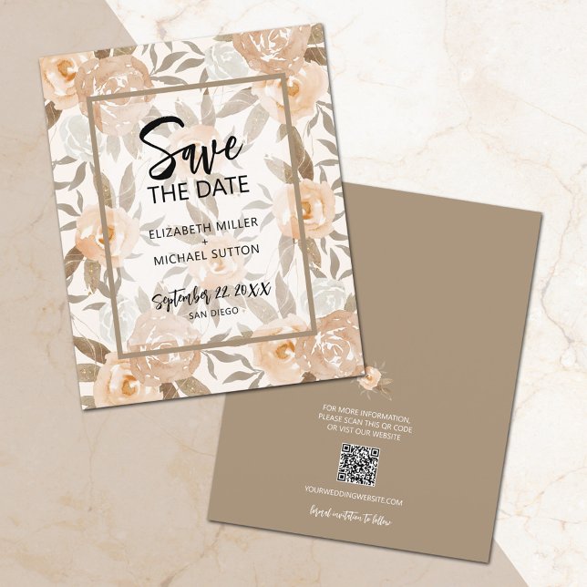 Budget Floral QR Code Wedding Save the Date Flyer (Creator Uploaded)