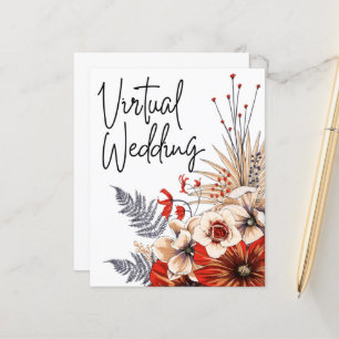 Budget Floral Red Cream Virtual Wedding Invitation