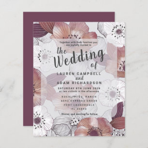 Budget Floral Red  Purple Wedding Invitation