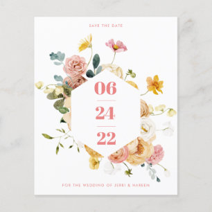 Budget Floral Save the Date Flyer