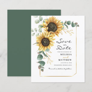 Budget Floral Sunflower Eucalyptus Save The Date