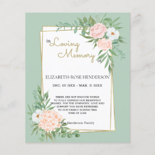BUDGET FLORAL SYMPATHY MEMORIAL THANK YOU CARD. FL FLYER
