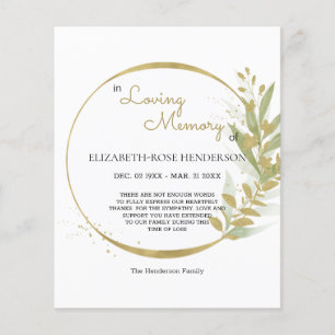 BUDGET FLORAL SYMPATHY MEMORIAL THANK YOU CARD. FL FLYER