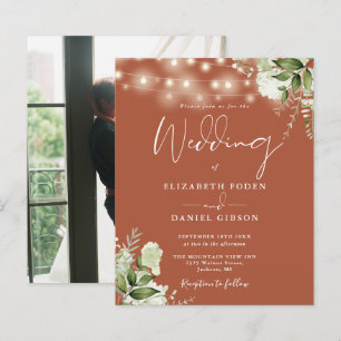 Budget Floral Terracotta Photo Wedding Invite