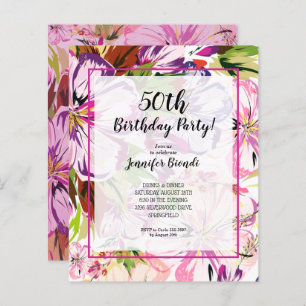 Budget Floral Watercolor Birthday Party Invitation
