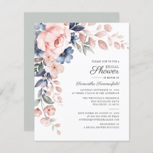 Budget Floral Watercolor Bridal Shower Invitation