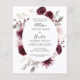 Budget Floral Wedding Invitation  Flyer